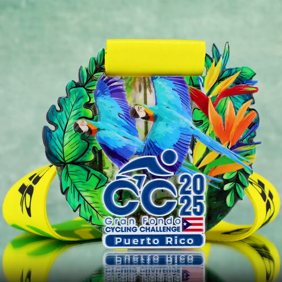 Puerto Rico Gran Fondo Cycling Challenge Medal | Caribbean Macaw Finisher Award