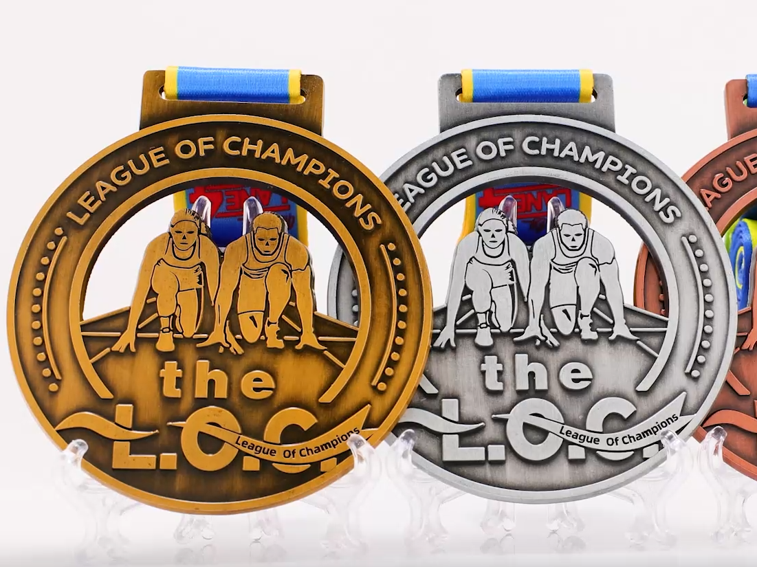 League of Champions (L.O.C.) Leichtathletik-Medaillenset – Individuelle Wettkampfauszeichnungen in Gold/Silber/Bronze mit Lanyards
