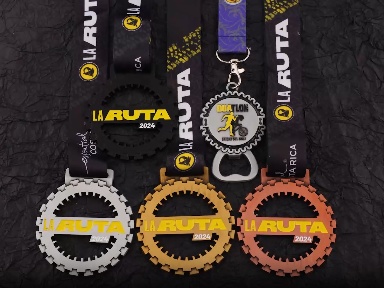 Zlatne/srebrne/bronzane biciklističke medalje u obliku zupčanika s otvaračem boca za duatlon