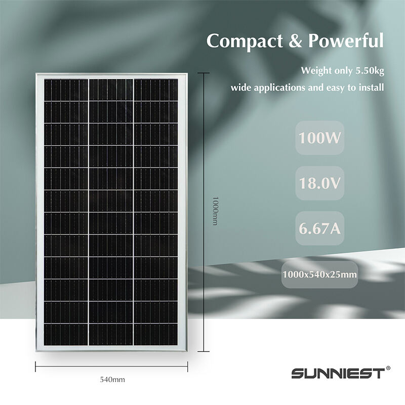 Compact Design 100W Customizable Monocrystalline Small Tempered Glass Panels for RVs Trailers and Outdoor Activities