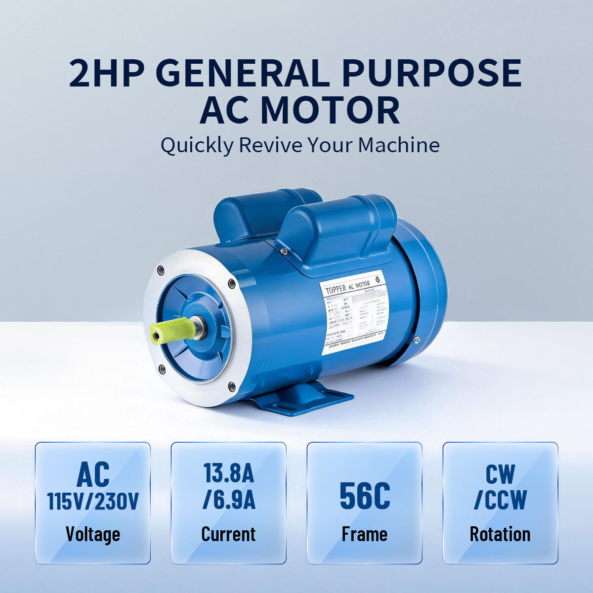 NEMA 115/230V Single Phase 60HZ 2HP 3450RPM Electric Motor for Air Compressor Motor for Warehousing & Supermarket Supplies