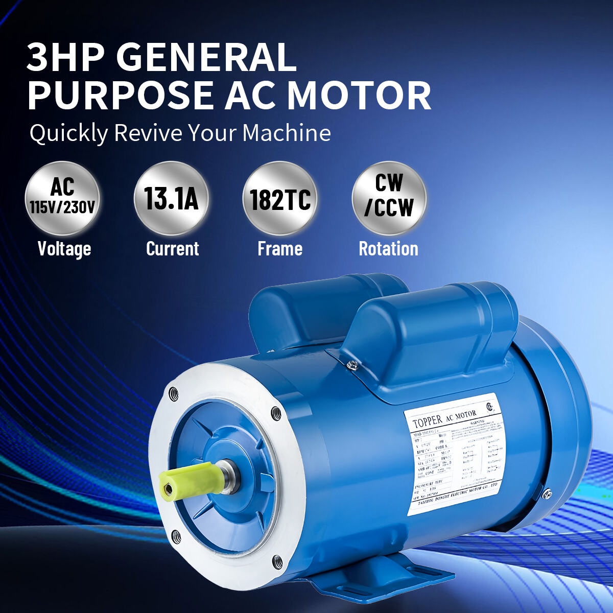 NEMA STANDARD 182TC 3HP 2P SINGLE PHASE INDUCTION MOTOR capacitance/Closed type for Professional Audio, Video & Lighting