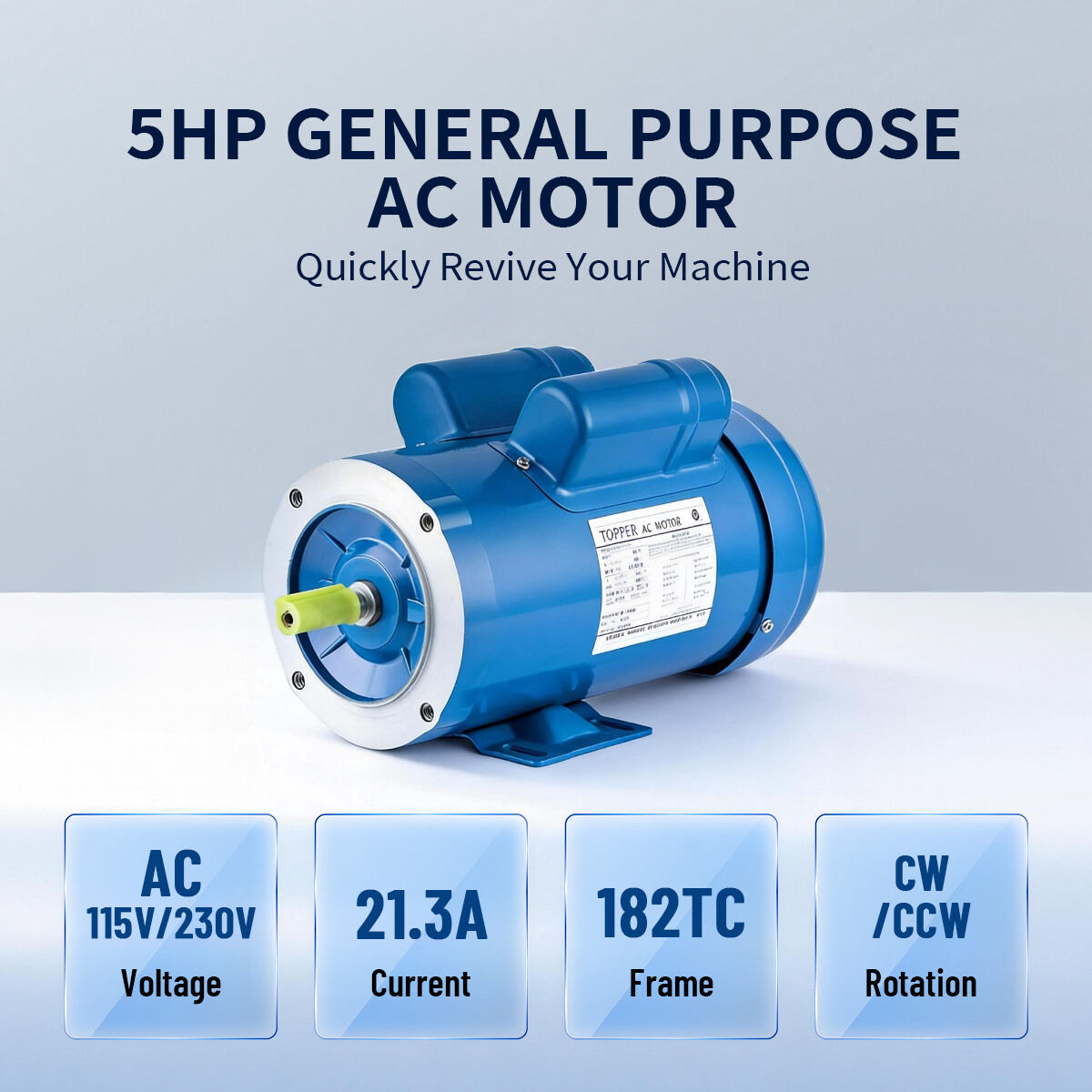 3450 RPM High-speed Rotation NEMA Single Phase Two Capacitance 182TC 5HP Nema Induction Electric Motor for Outdoor Use