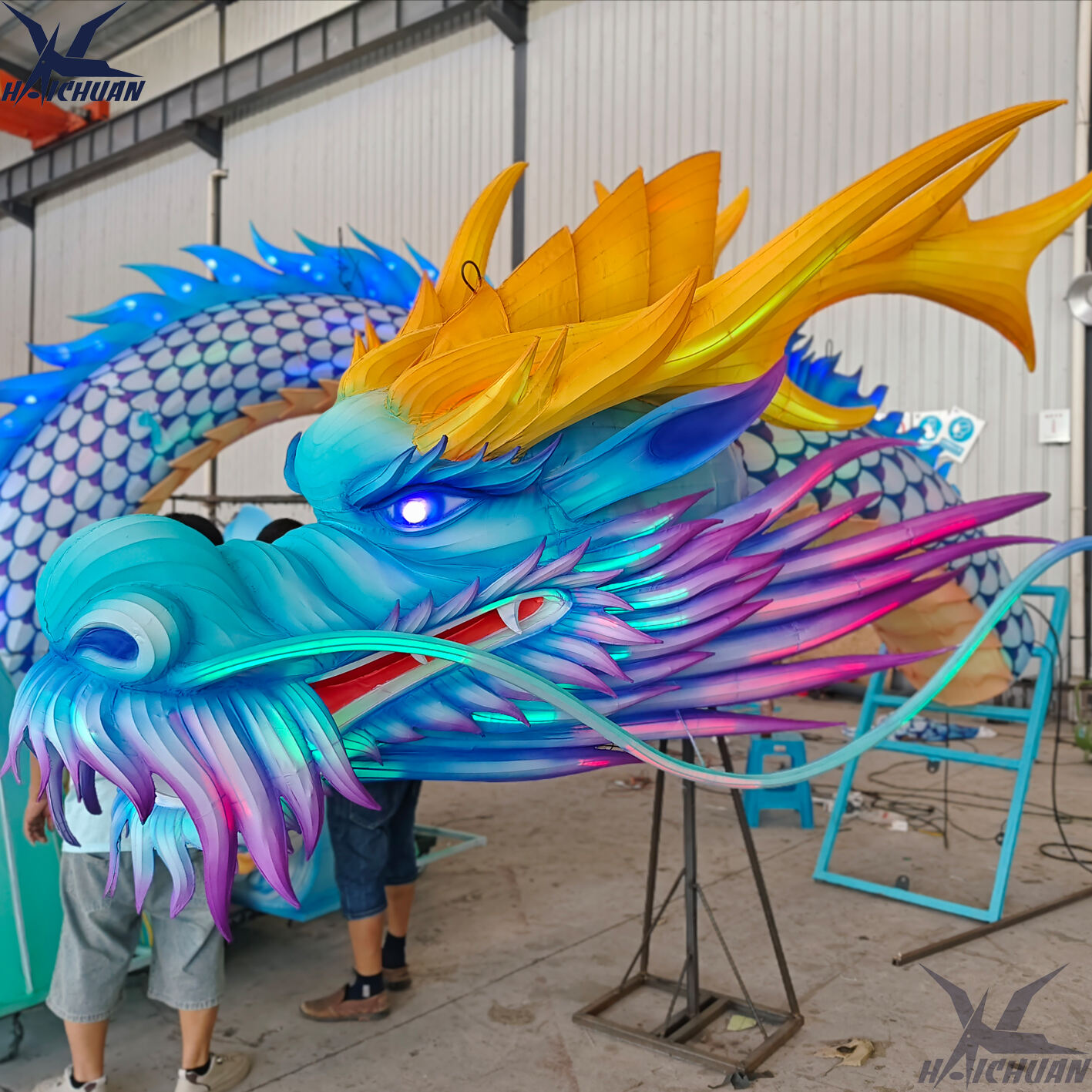 Customized Beautiful Cloth Lantern Chinese New Year Festival Dragon Lantern Silk for Sale
