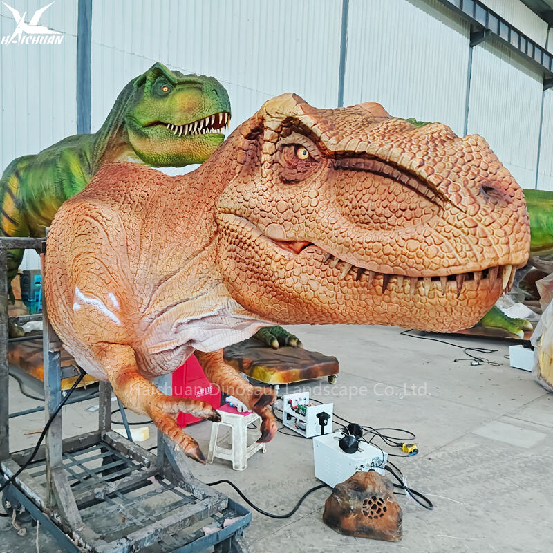 Tête de dinosaure animatronique mécanique en mousse mobile, tête de dinosaure robotisée pour décoration de parc jurassique