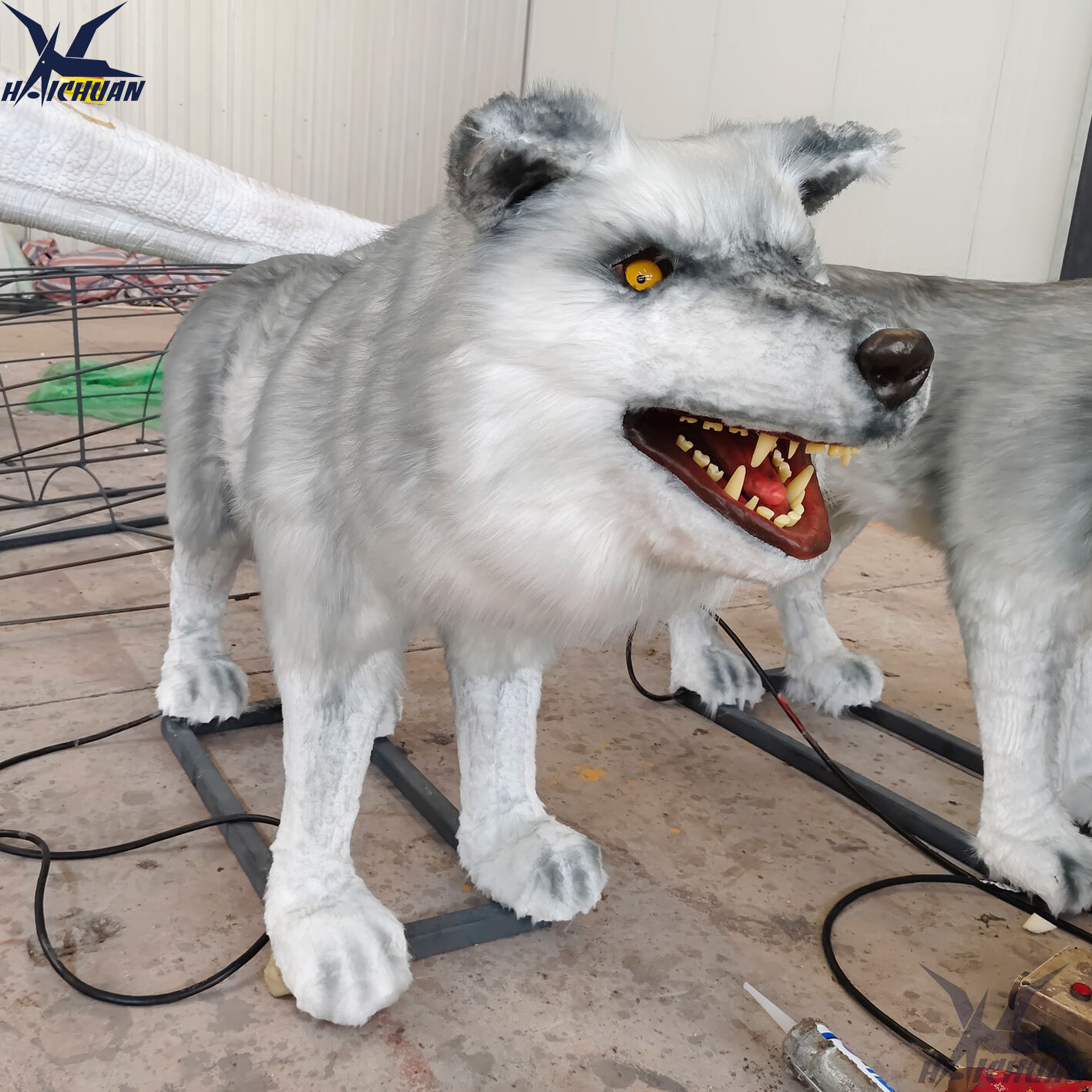 Zoo-Parkdekoration, animatronisches Tier, Silikonkautschuk-Wolfsmodell in Originalgröße zum Verkauf
