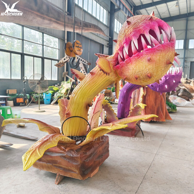 Realistic Moving Cannibal Flower Animatronic Model Outdoor Halloween Decoration Props Robot Corpse Flower with LED Lights