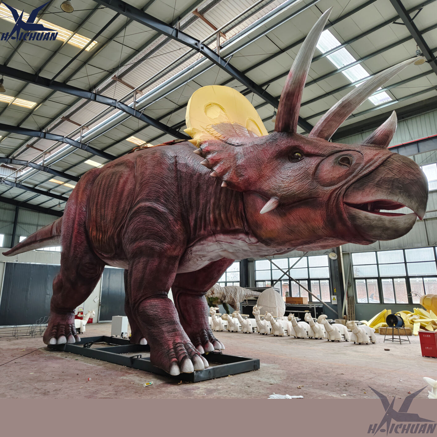 Dino Amusement Indoor Theme Park Animated Dinosaurio Gigante Model Life Size Movie Real Dinosaur Statue Giant Triceratops Public