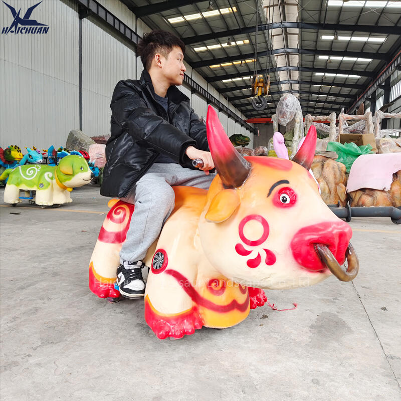 Battery Operated Electric Cow Car for Kids Motorized Cartoon Animal Ride on for Sale Animatronic Model