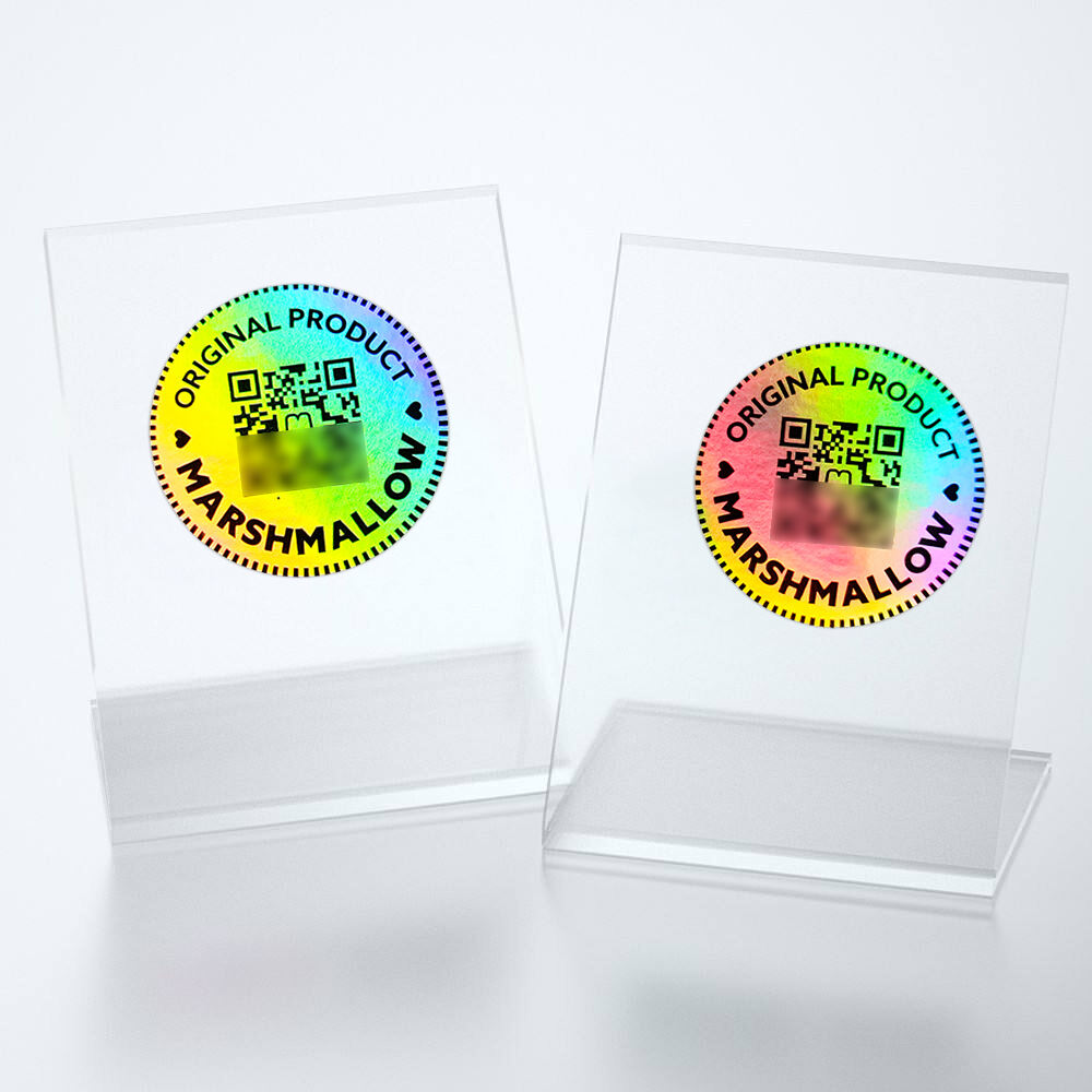 Tamper-Evident QR Hologram Label | 30mm Round | VOID Silver Film | Cosmetic Security Seal