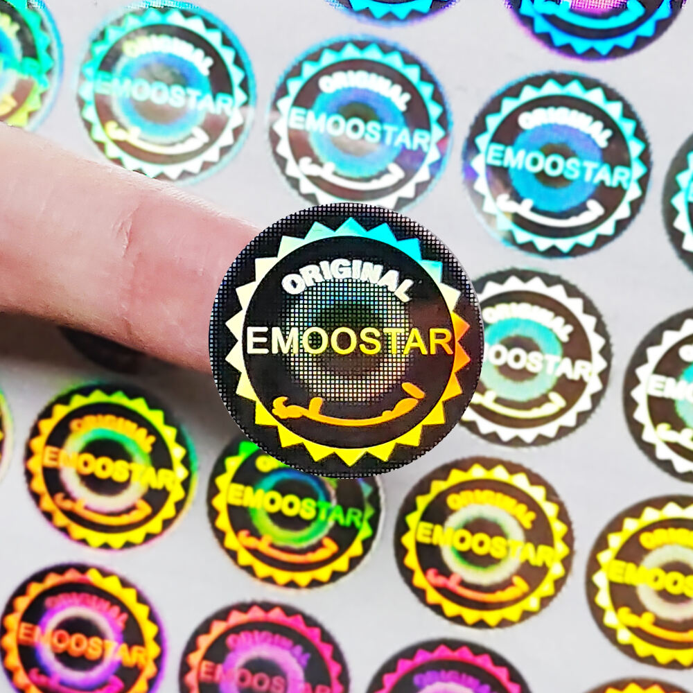 Custom Laser Holographic Stickers With A Gold Card Effect for Brand Protection.
