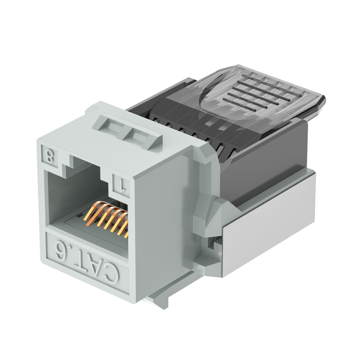 Haute qualité français 8p8c cat5e cat6 cat6a décorer plaque murale insérer 1 trou module jack keystone RJ45 UTP/FTP Solutions, cuivre de télécommunication