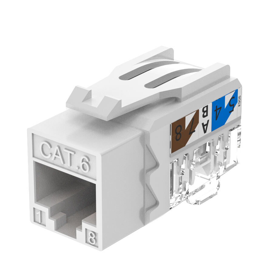 90 डिग्री RJ45 UTP Cat3 Cat5e Cat6 कंस्ट्रक्शन अनशील्डेड 8P8C फीमेल कीस्टोन जैक