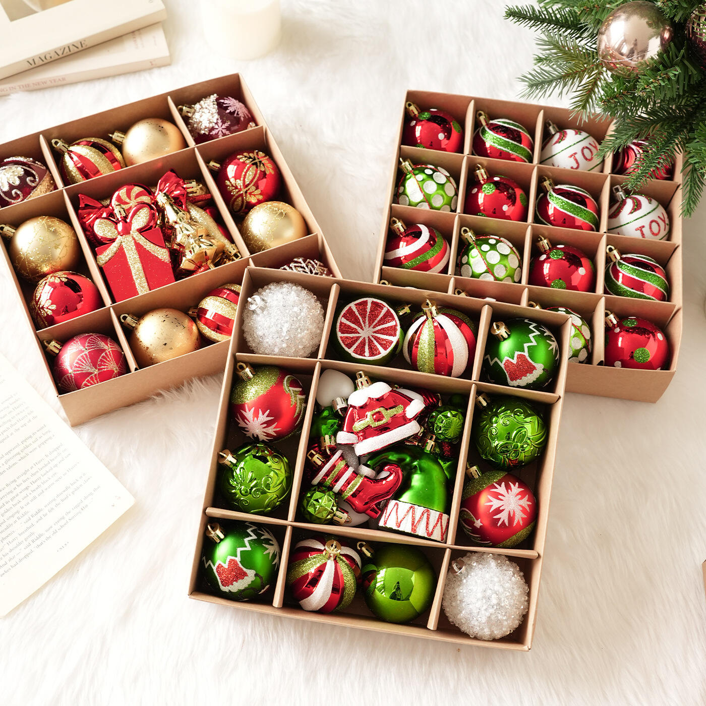 כדוריות פלסטיק לכריסמס בקוטר 6 ס