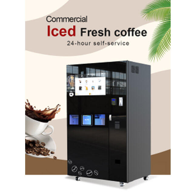 Distributeur automatique de café à double température, écran LCD de 19 pouces, froid et chaud, avec chute automatique de tasse