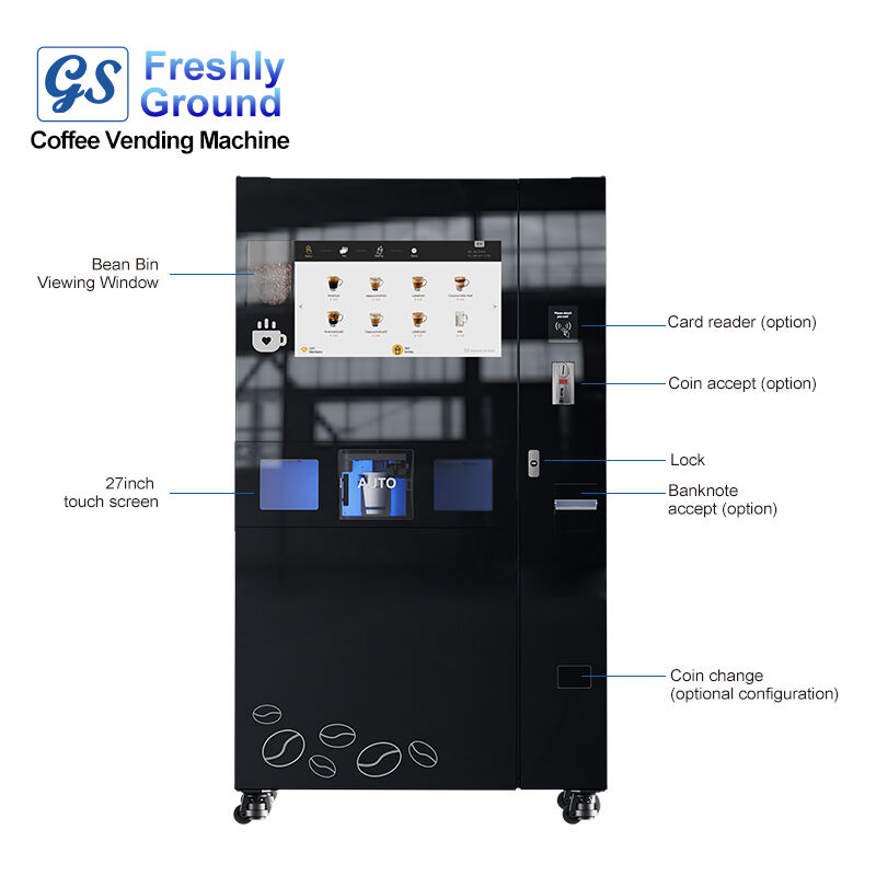 GK86 ເຄື່ອງຂາຍກາເຫຼີມອັດຕະໂມັດສຳລັບຄ້າຄົນ ກັບການເຮັດລູກກະບູກນ້ຳຈາກເຂົ້າກາເຫຼີມ