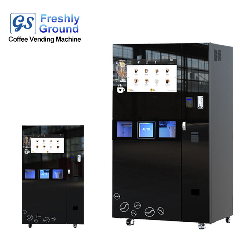 Ny opgraderet stålsplitret glasspanel fuldt automatisk multifunktionel kaffeautomat med iskloder