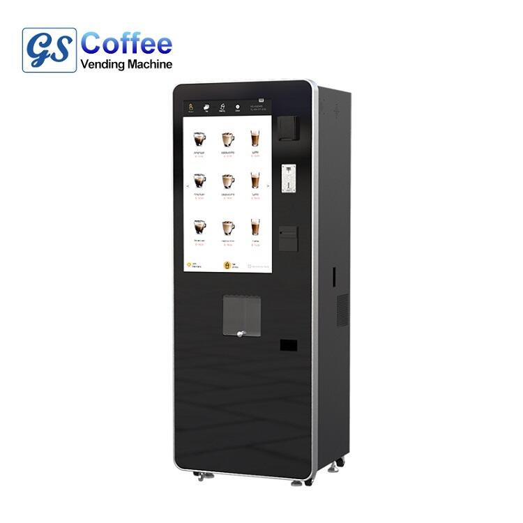 GTS305 Self-service Instant Coffee Vending Machine Automatic with 32 Inch 4G or WIFI Coin Acceptor+bill Note Acceptor+coin Change