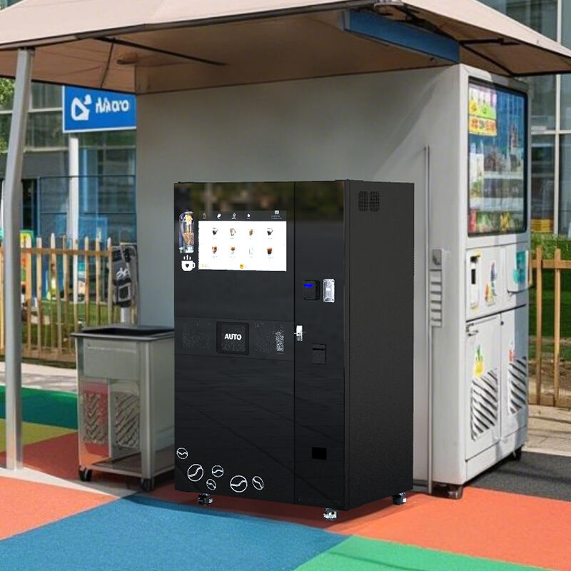 Ny opgraderet stålsplitret glasspanel fuldt automatisk multifunktionel kaffeautomat med iskloder