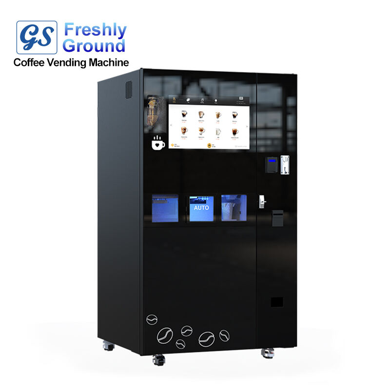 Ny opgraderet stålsplitret glasspanel fuldt automatisk multifunktionel kaffeautomat med iskloder