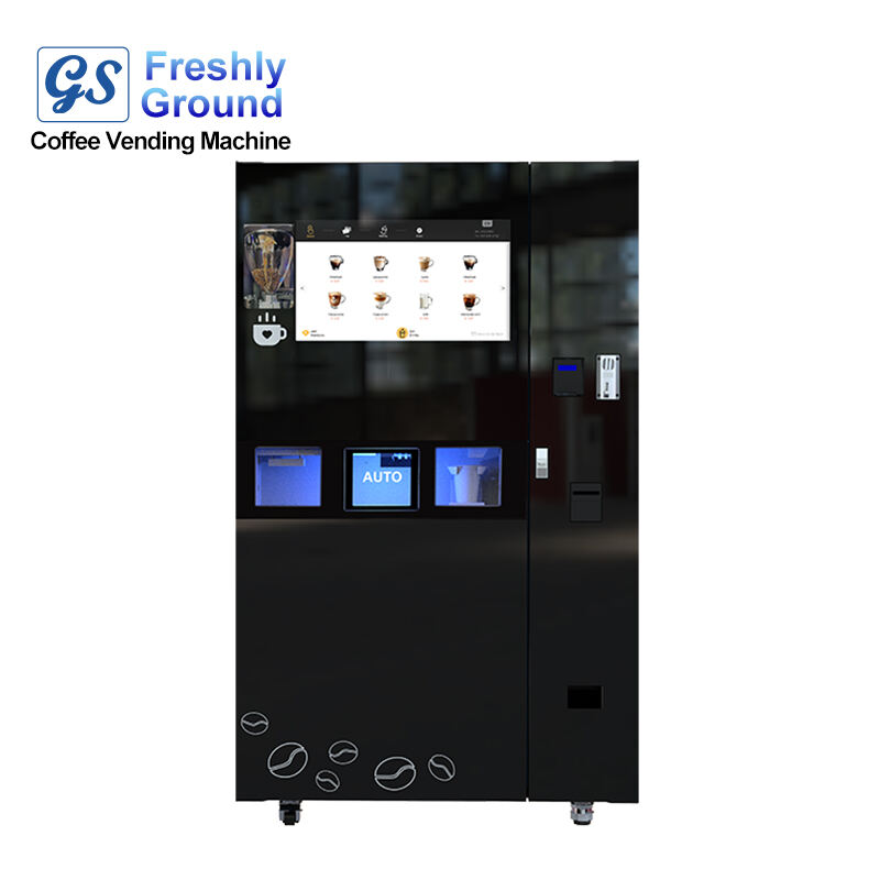 Ny opgraderet stålsplitret glasspanel fuldt automatisk multifunktionel kaffeautomat med iskloder