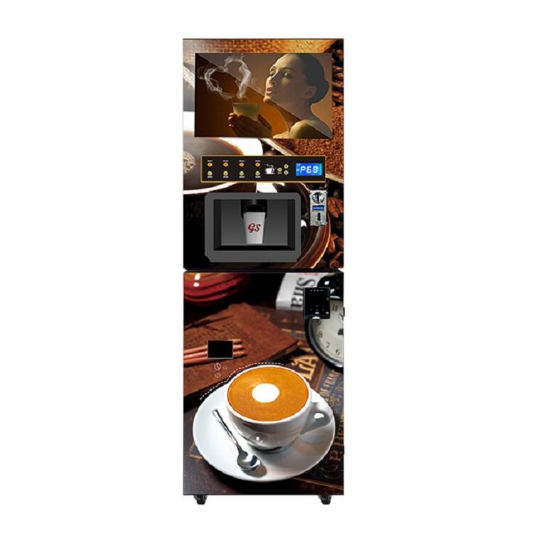 Macchina distributrice di succo d'arancia con sistema di raffreddamento e pagamento con monete e banconote, macchina distributrice di caffè istantaneo