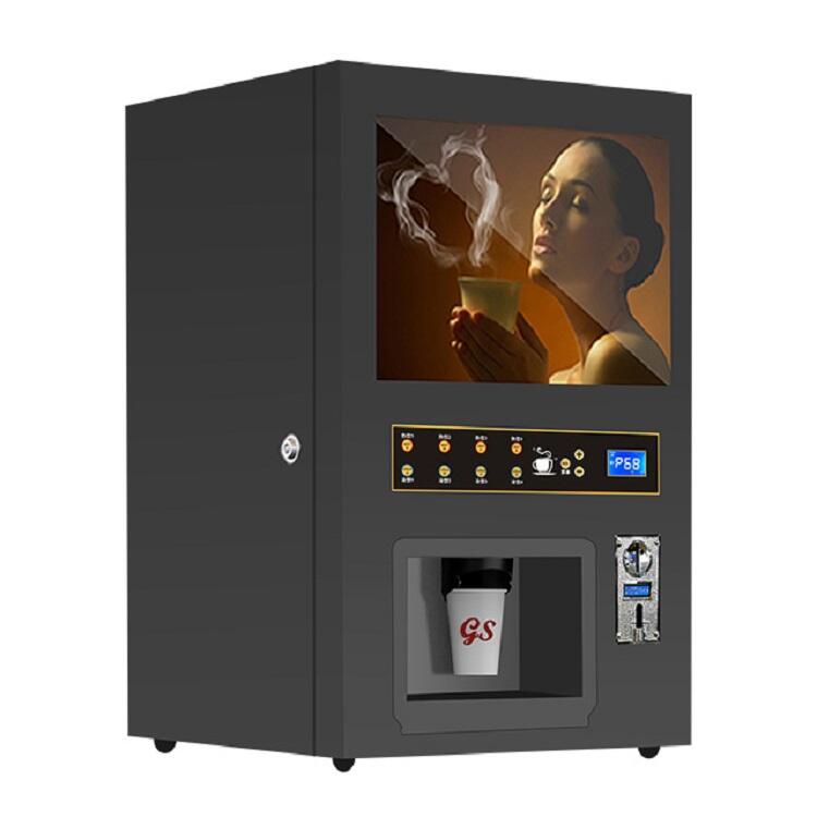 Máy bán hàng tự động loại đồ uống trà, súp, cà phê nóng và đá mini với bộ nhận tiền mặt, thẻ tín dụng và xu