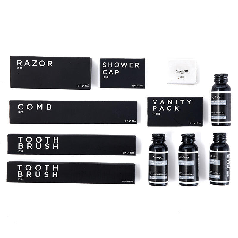 Luxury Hotel Amenities Set Black Box Packaging Hotel Disposable Toiletries and Amenities Set