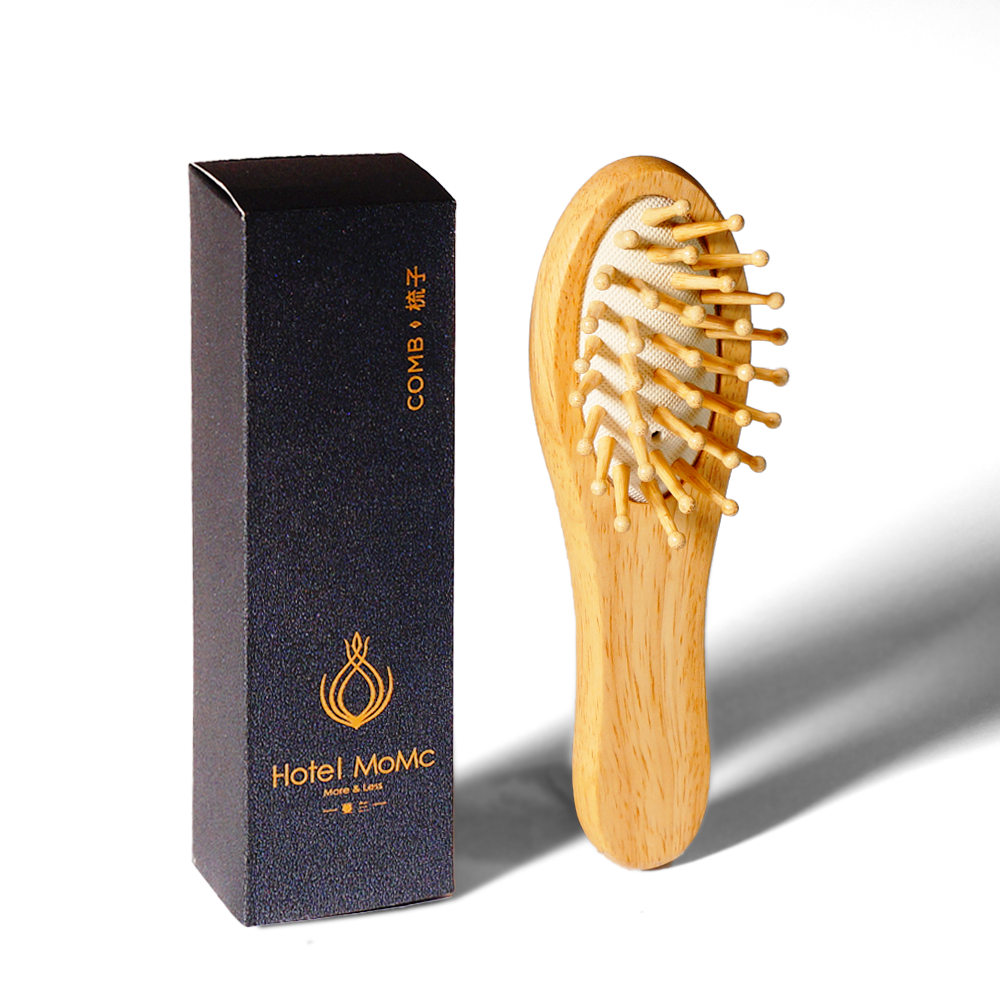 Disposable Wood Comb Custom Logo Packaging Hotel Wooden Straw Comb