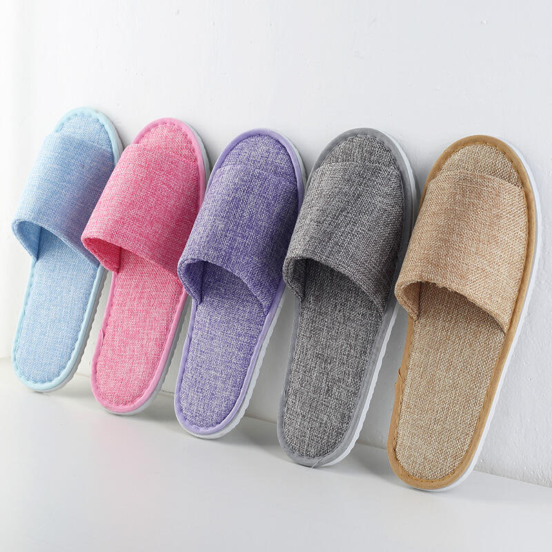 Flax Hotel Slippers Custom Logo Spa Travel Portable Disposable Slippers