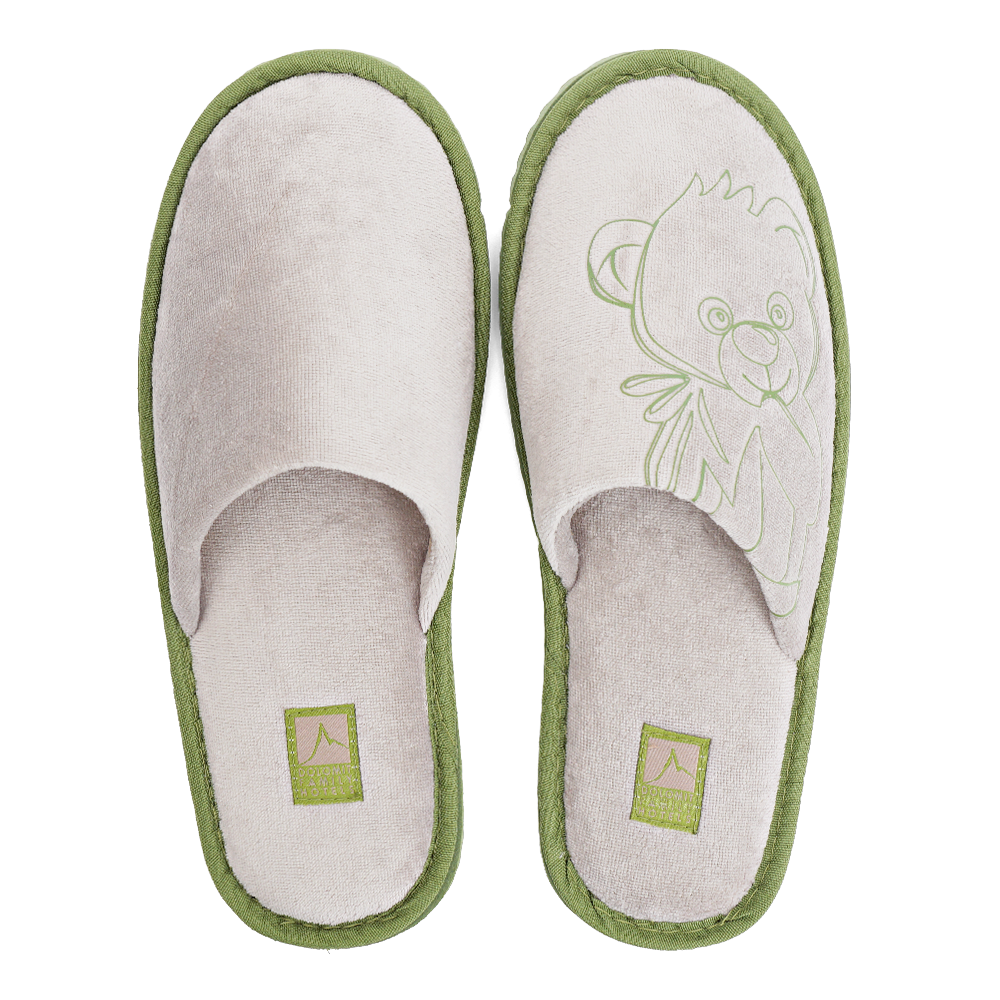 Hotel Slippers New Design Green EVA Disposable Velvet Slippers