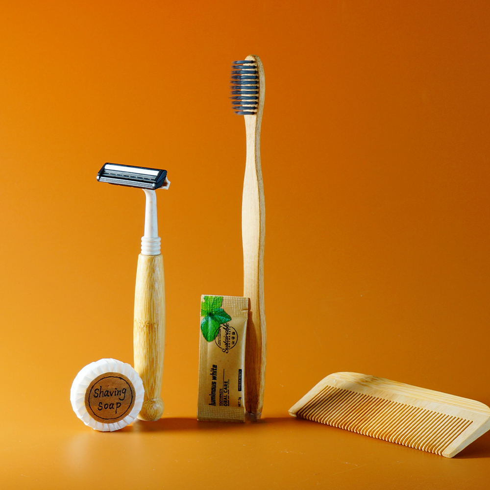 Wooden Bamboo Hotel Accessories Amenities Eco Friendly Biodegradable Disposable Toothbrush Razor