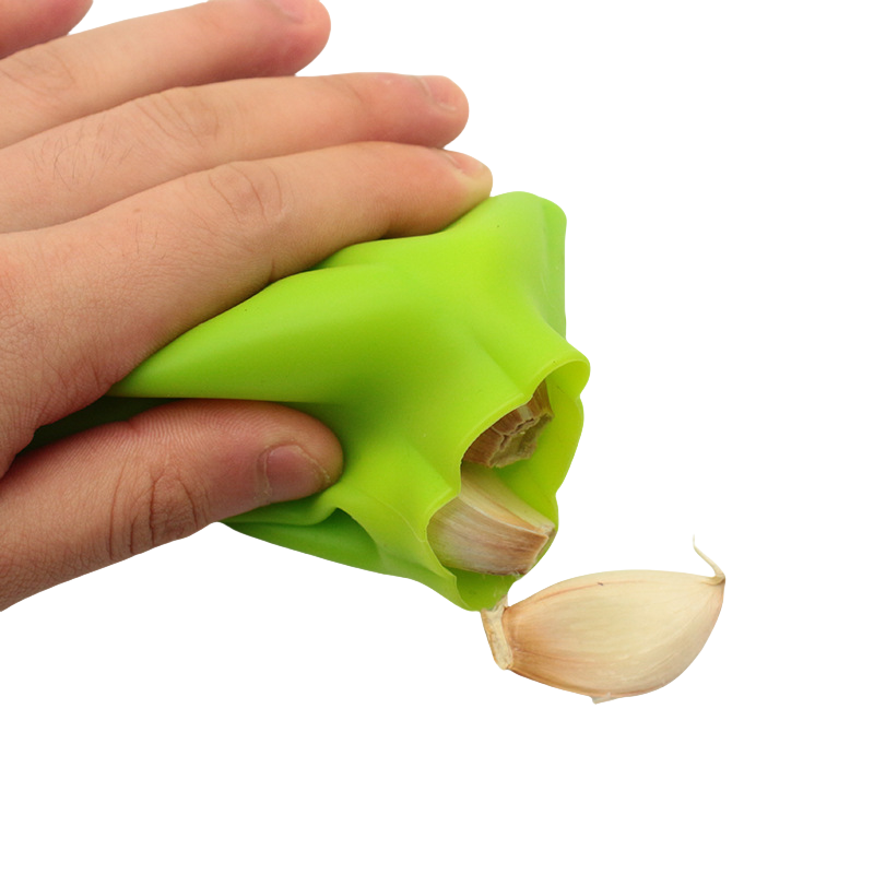 PULI New Arrival Green Garlic Shaped Food Grade Silicone Garlic Peeler Kitchen Tool To Peel By Hand