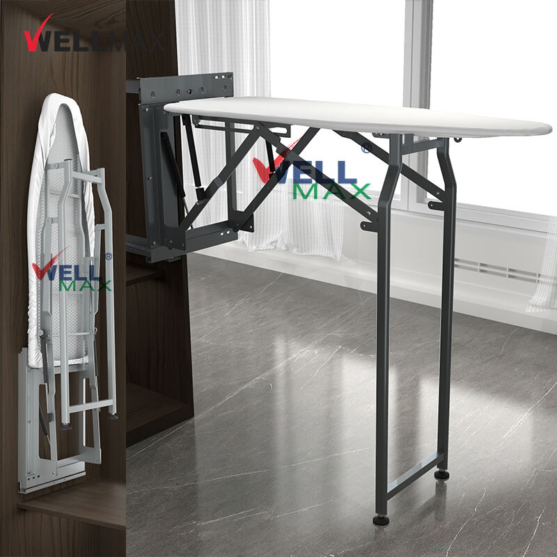 WELLMAX Wardrobe Wall Mounted Foldable Ironing Board Space Saving Pull Out Rotary Ironing Boards