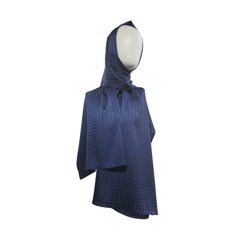 Houndstooth Jacquard Design Matte Silk Satin Shawl FC24016-2