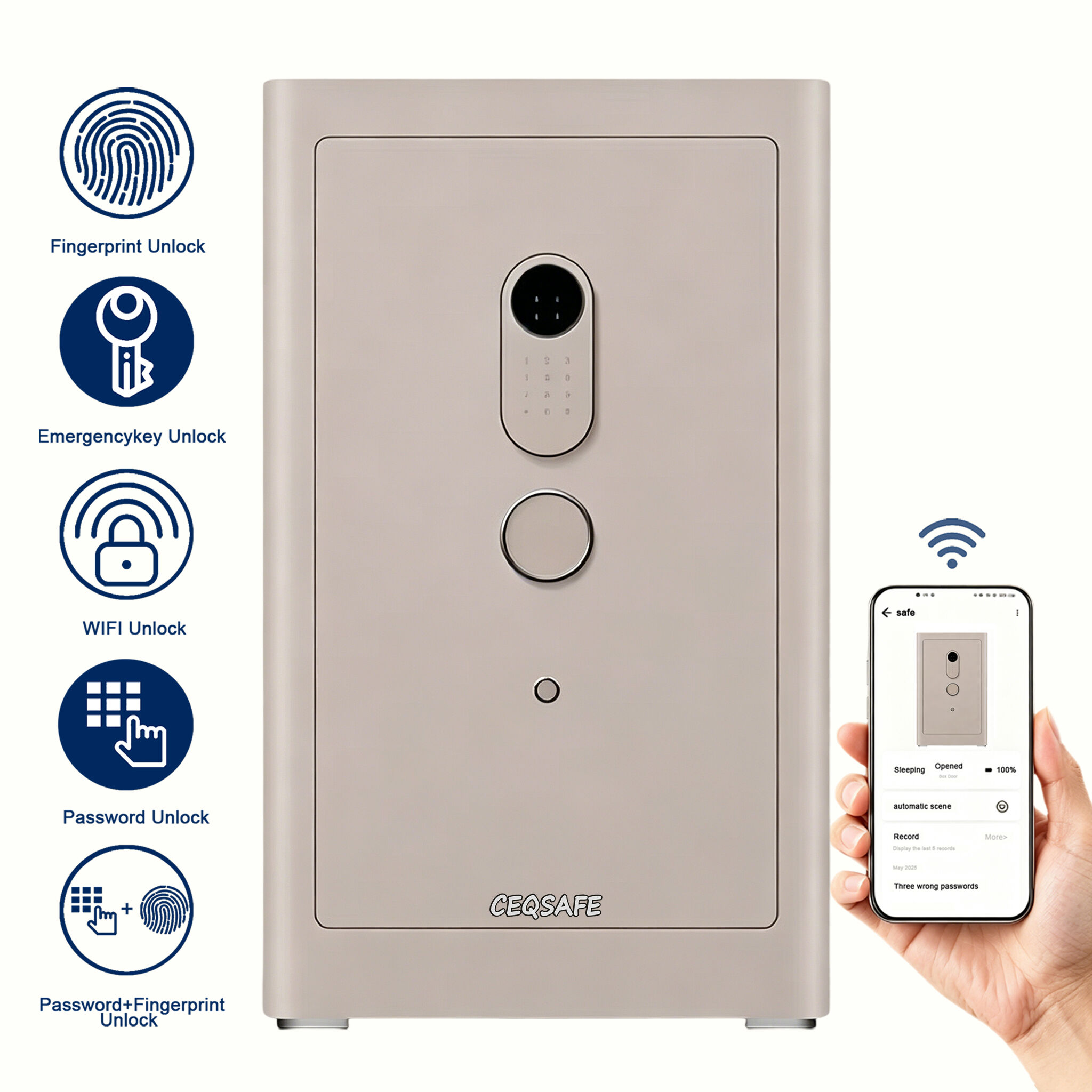 A2-800 CEQSAFE Safe Box for Hotel Anti-theft Safe Box Passoward Fingerprint Safes with TUYA APP WIFI