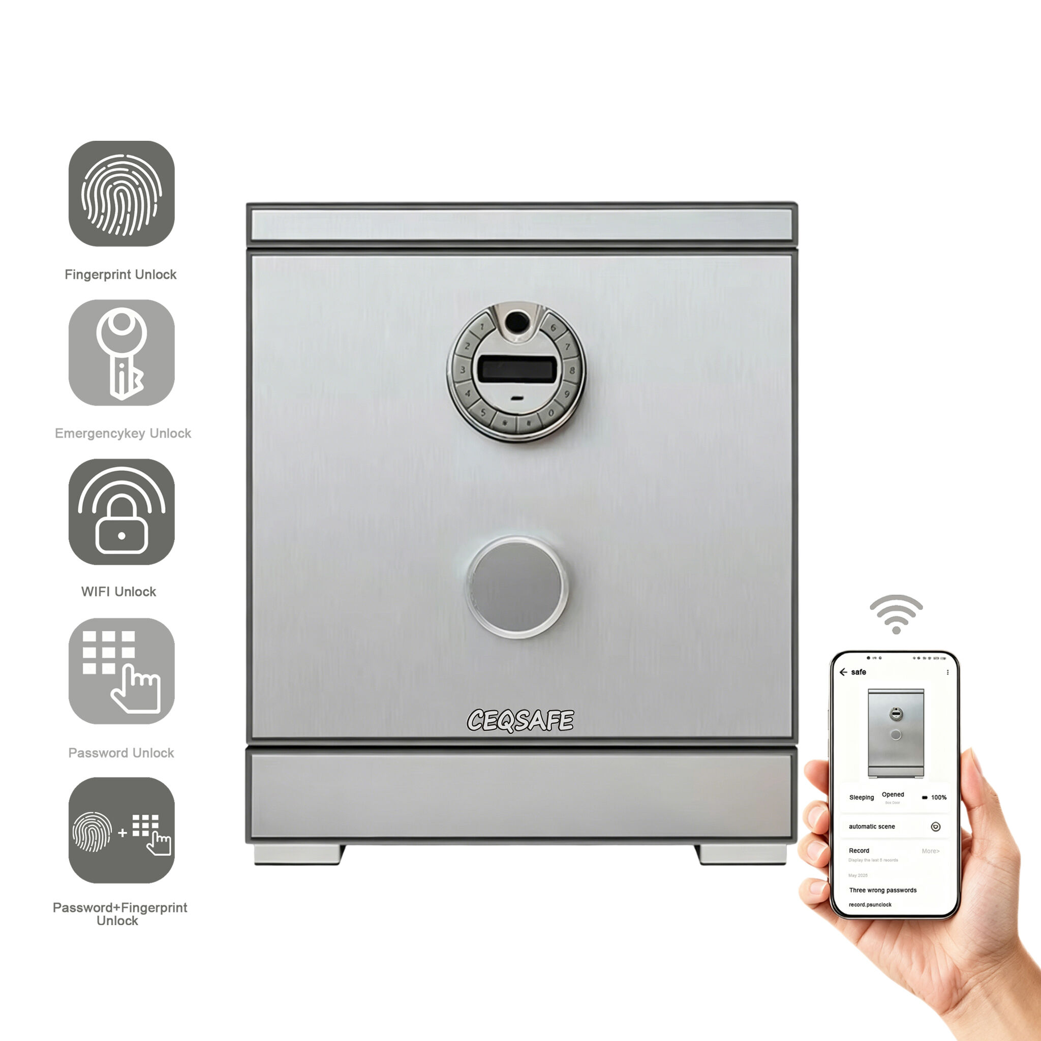 CEQSAFE Best Selling Luxury Steel TUYA APP WIFI Safe Box with Digital Lock Anti-Theft Safety Box