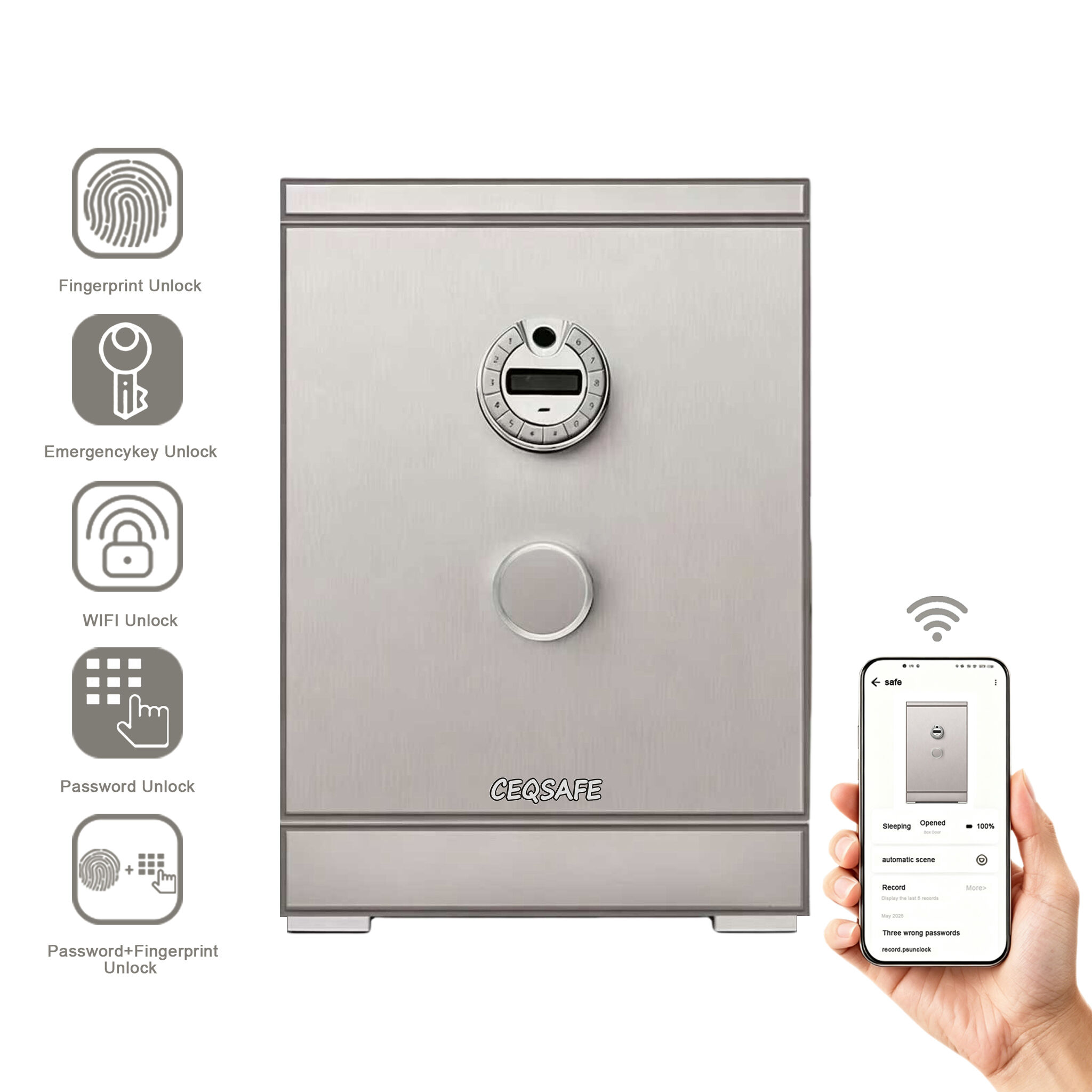 CEQSAFE All Steel Large Anti-Theft Safe Storage Box Safe Mechanical Lock Scale Password for Home Commercial Hotel