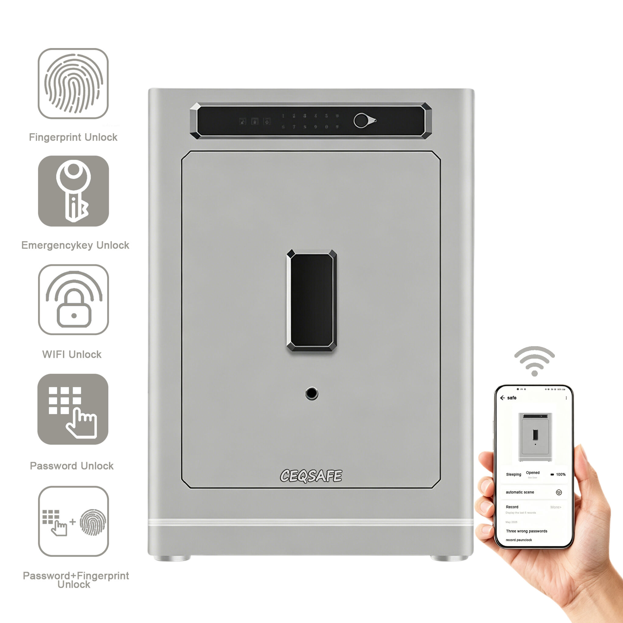 A1-700 CEQSAFE Anti-Theft All-Steel Home Safe TUYA APP WIFI  Intelligent Alarm Button Fingerprint Fireproof Password Safe Box