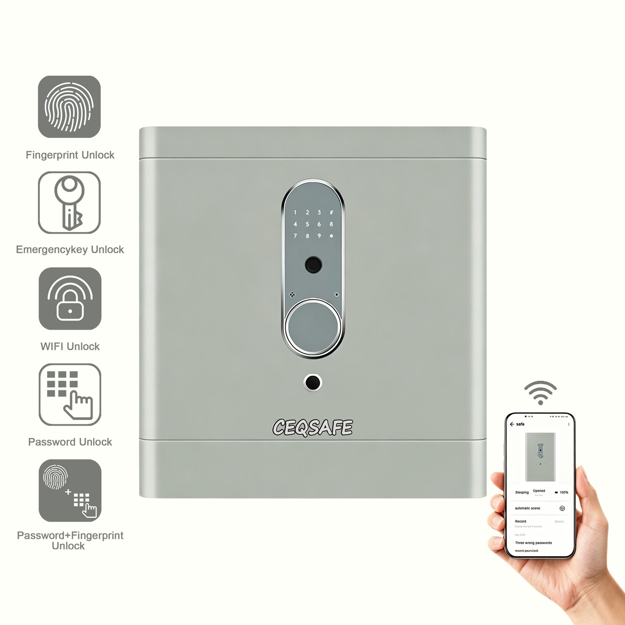 H2-450 CEQSAFE All Steel Fingerprint Password Remote TUYA APP WIFI Safe Large Anti-theft Safe for Home and Office Use