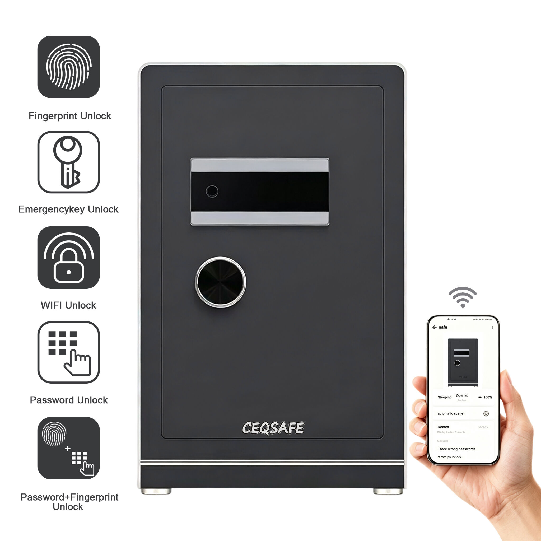 A7-700 CEQSAFE Digital Safe Box Lock OEM ODM Electronic Safe Box with Wifi APP Fingerprint Biometric