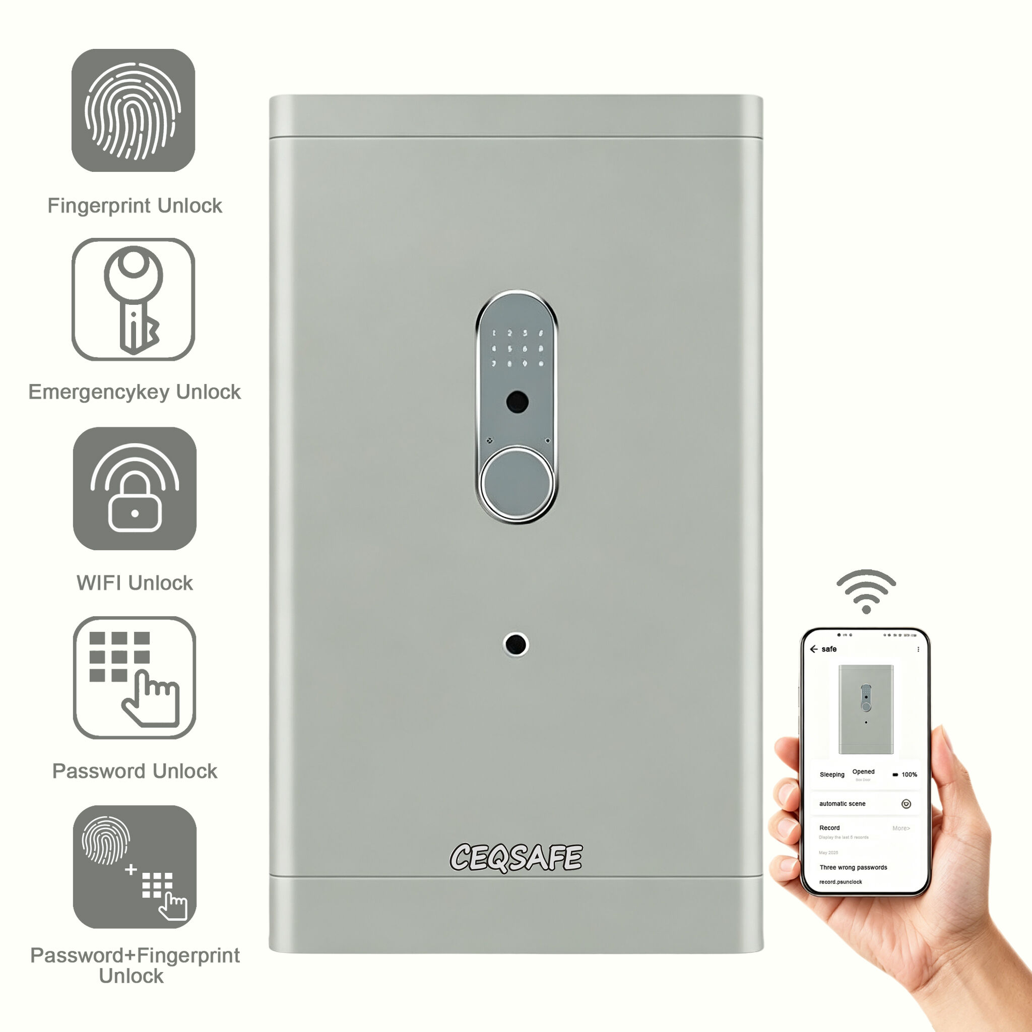 H2-800 CEQSAFE Smart Home TUYA APP WIFI Safes Fingerprint & Password Anti-Theft Safe Box