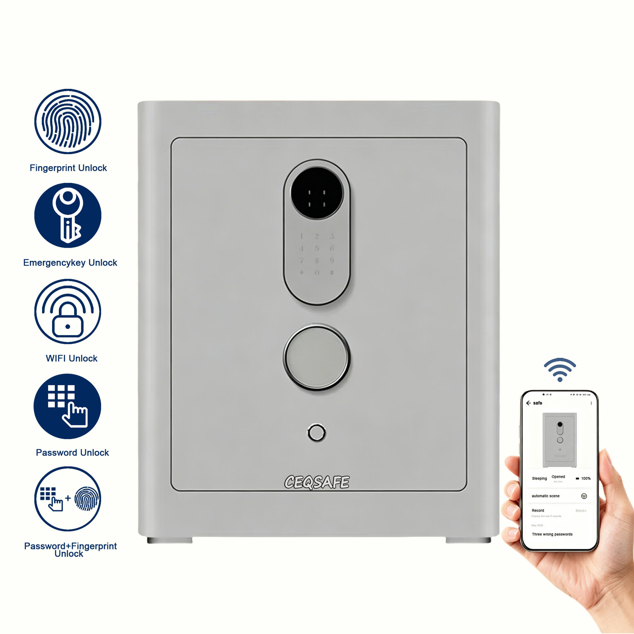 A2-480 CEQSAFE Electronic Steel Home Safe Box with Fingerprint TUYA APP WIF Lock Strong Household Security Digital Storage Safety Box