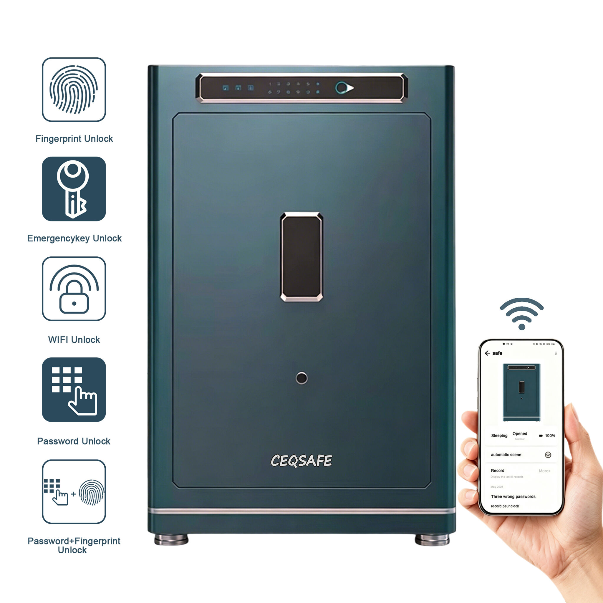 A1-700 CEQSAFE Custom TUYA APP WIFI Anti Theft Home Cabinet Hidden Wardrobe Bedside Safe Password Lock Fingerprint Safe Boxes
