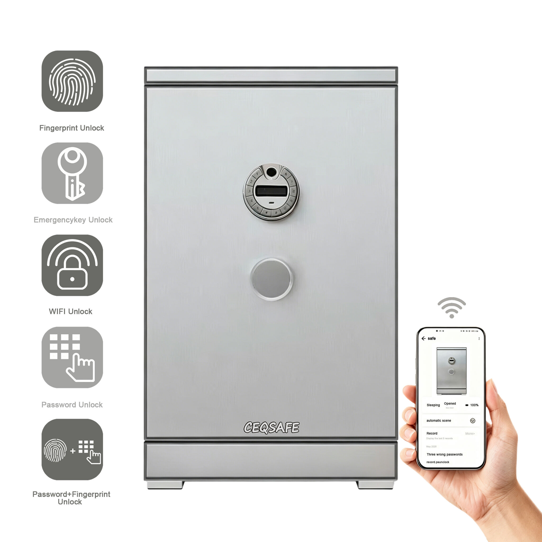 CEQSAFE TUYA APP WIFI Digital Anti-Theft Home & Office Safe Password Storage Box for Home and Office Use