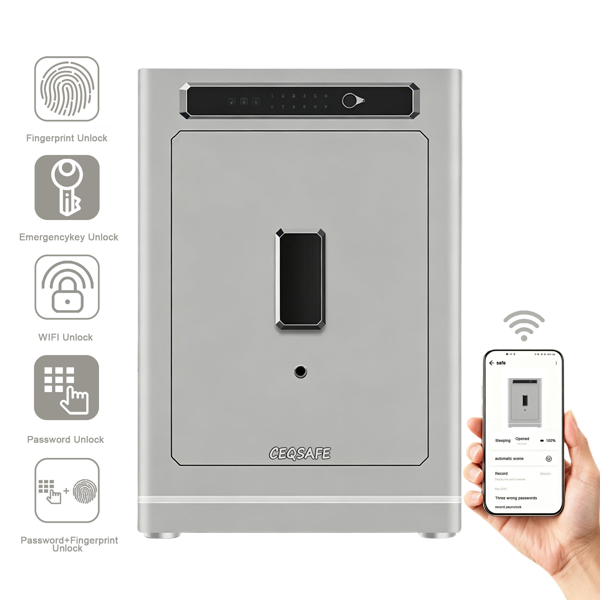 A1-700 CEQSAFE Anti-Theft All-Steel Home Safe TUYA APP WIFI  Intelligent Alarm Button Fingerprint Fireproof Password Safe Box