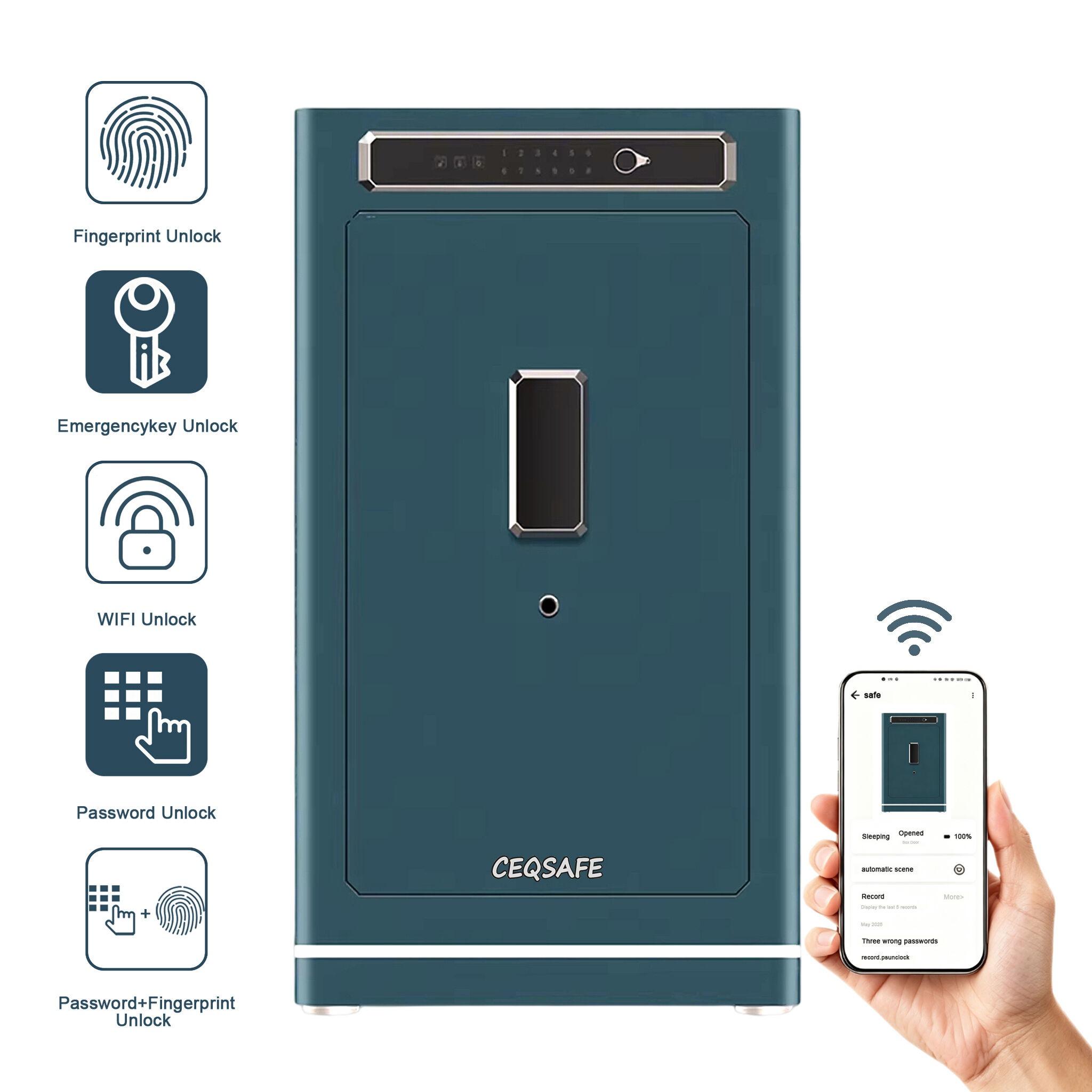 A1-1200 CEQSAFE TUYA APP WIFI  Safe Box for Hotel Factory Direct Sale Double Insurance Anti-theft Safe Box Passoward Fingerprint Safes