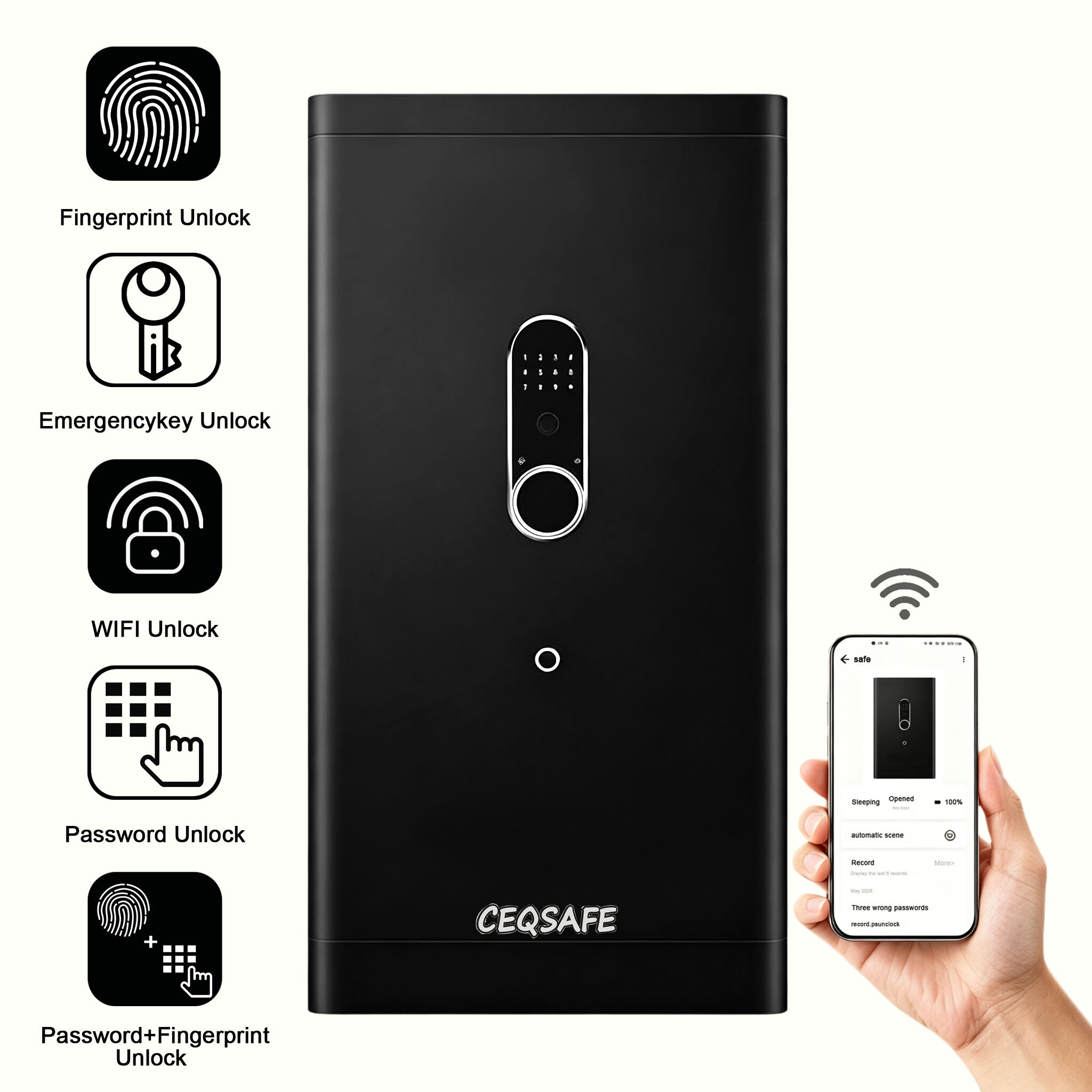 H2-1000 CEQSAFE High Quality Heavy Metal Home Money Security TUYA APP WIFI SAFE BOX