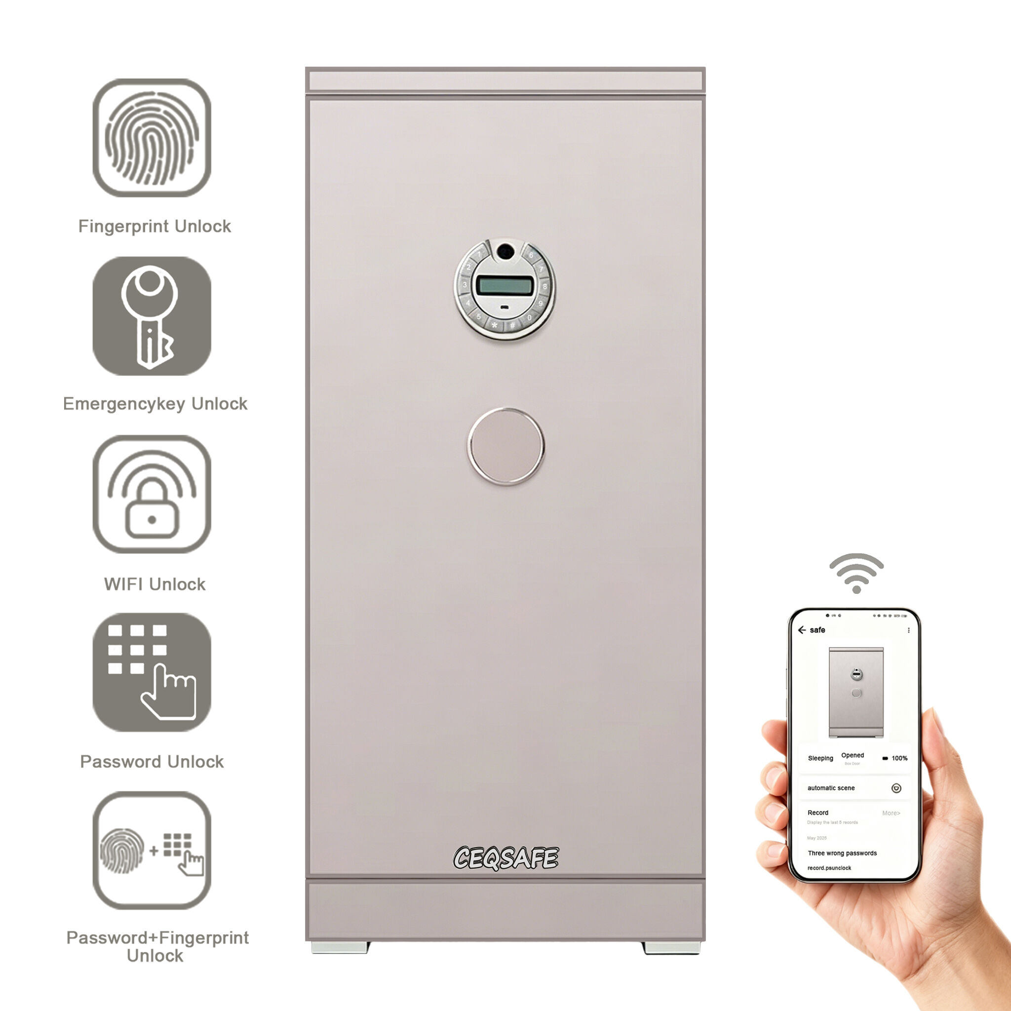 A3-1200 CEQSAFE Steel Strong Box with Fingerprint for Office Hotel Home Safety Box with Password TUYA APP WIFI