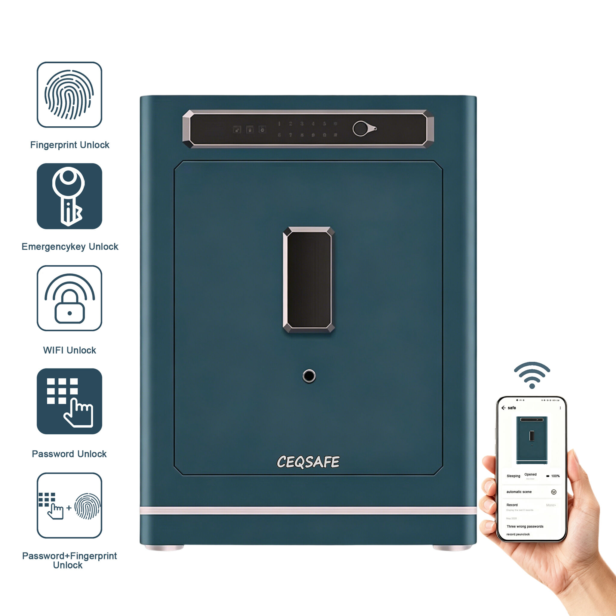 A1-600 CEQSAFE Large Digital Safe Box Smart TUYA APP WIFI Anti-Theft Secret Safe With Combination Lock Key Remote Opening Safe Box